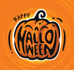 Wall Mural - Happy Halloween Text Banner, Vector