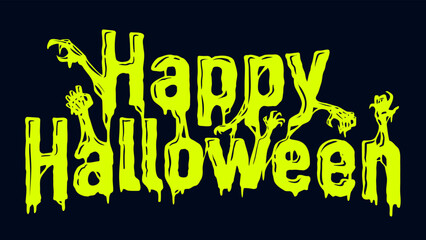 Wall Mural - Happy Halloween Text Banner, Vector