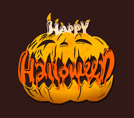 Wall Mural - Happy Halloween Text Banner, Vector