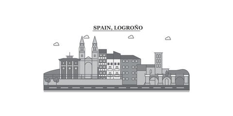 Wall Mural - Spain, Logrono city skyline isolated vector illustration, icons