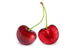© Maksim - Cherry on an isolated white background. Whole and half cherries.