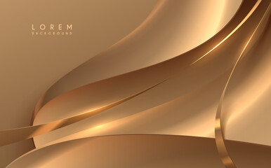 Wall Mural - Abstract golden shapes and lines background