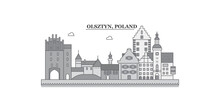 Poland, Olsztyn City Skyline Isolated Vector Illustration, Icons