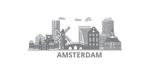Netherlands, Amsterdam City City Skyline Isolated Vector Illustration, Icons