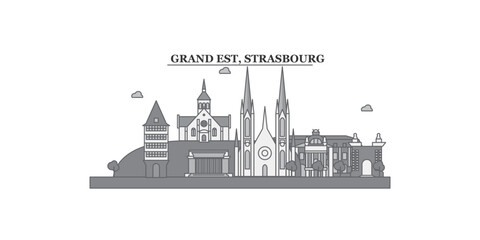 Wall Mural - France, Strasbourg city skyline isolated vector illustration, icons