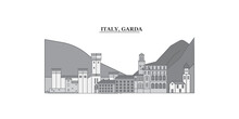 Italy, Garda City Skyline Isolated Vector Illustration, Icons
