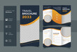 Travel trifold brochure Template, Simple and minimalist promotion layout with editable a4 size vector illustration format