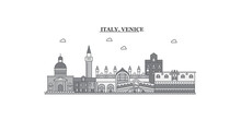 Italy, Venice City Skyline Isolated Vector Illustration, Icons