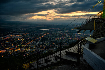 Wall Mural - Cable car station on Mashuk Mountain at night, Pyatigorsk, Russia