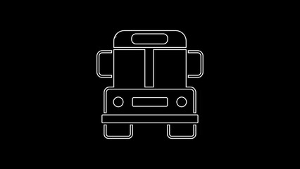 Sticker - White line School Bus icon isolated on black background. Public transportation symbol. 4K Video motion graphic animation