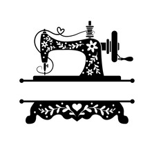 Sewing Machine Vector Illustration, Sewing Logo Atelier, Vintage Tailor's Logo, Handmade Workshop Studio Logo, Craft Hobby Logo