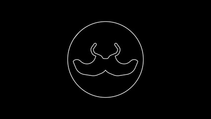 Wall Mural - White line Mustache icon isolated on black background. Barbershop symbol. Facial hair style. 4K Video motion graphic animation