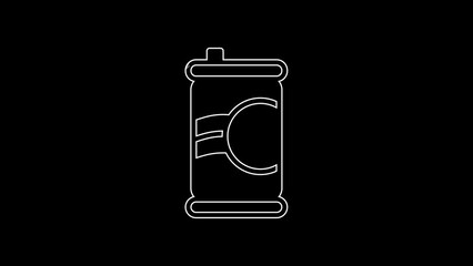 Sticker - White line Soda can icon isolated on black background. 4K Video motion graphic animation