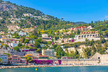 Wall Mural - Summer view of coastline in Villefranche-sur-Mer, City of Nice, France