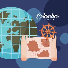 Wall Mural - columbus day lettering postcard