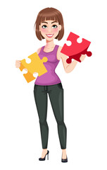 Sticker - Cute cartoon businesswoman in casual clothes