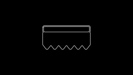 Sticker - White line Sponge icon isolated on black background. Wisp of bast for washing dishes. Cleaning service logo. 4K Video motion graphic animation