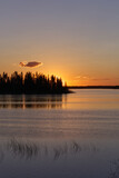Fototapeta  - Sunset at Astotin Lake in Elk Island National Park