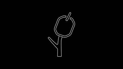 Sticker - White line Marshmallow on stick icon isolated on black background. 4K Video motion graphic animation