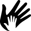 Child adoption or child giving a high five to dad flat vector icon for apps and website