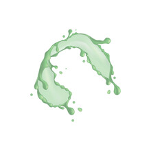 Green Ring Water Splash. Cucumber Watery Juice, Realistic 3d Vector Illustration. Vera Plant Droplet, Isolated.