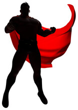 Superhero Flying Looking Down Silhouette 3D Render