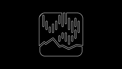 Sticker - White line Northern lights icon isolated on black background. 4K Video motion graphic animation