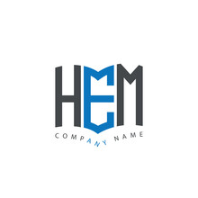 HEM Letter Book Shape Logo Design On White Background With Black And Blue Colour. HEM Creative Initials Letter Logo Concept. HEM Letter Design.
