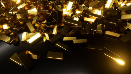 Wall Mural - gold bar dark background