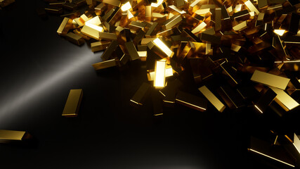 Wall Mural - gold bar dark background