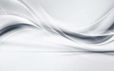 Wall Mural - Awesome white and grey background. Futuristic waves motion 3d backdrop.