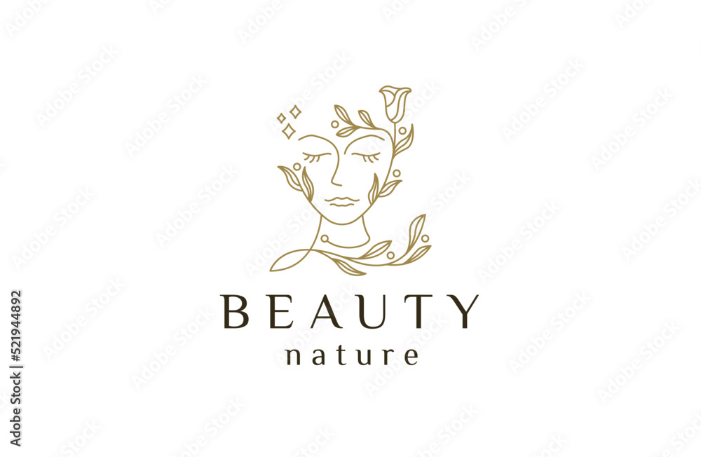 Woman beauty face logo icon design template flat vector illustration ...