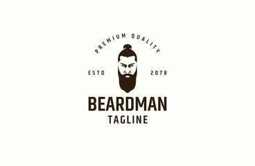 Wall Mural - Beard man logo icon design template flat vector illustration