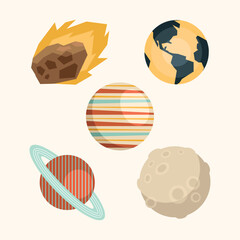 Wall Mural - five space outer icons