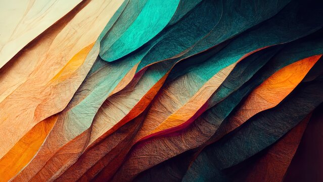 Wall Mural -  - 4K abstract colorful wallpaper. Ideal for background, backdrop or web banner. IOS wallpapers look. Colorful shapes with texture. Orange and teal colors.