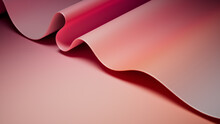 Coral And Pink Curvy Wallpaper. Modern 3D Abstract Background With Copy-Space.