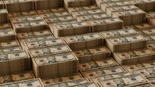 Bundles Of Ten Dollar Bills. Finance Concept Wallpaper.