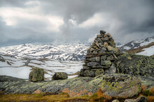 Lone Cairn In Sognefjellet Mountains