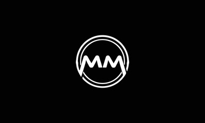 Wall Mural - Creative simple elegant fashion brand connected black and white color MM initial based letter icon logo