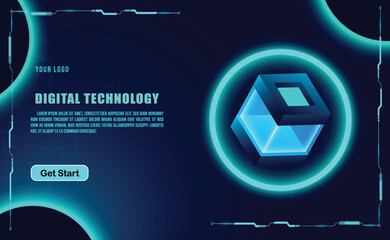 Wall Mural - technology concept for web banner template or brochure , Blue colour.