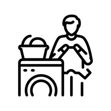 Laundry Food Line Icon. Routine.
