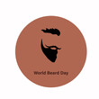 © Elen - World Beard Day.Mustache Day. September 03.Flat Vector Illustration.Bearded man.Happy World Beard Day.World Beard day concept design for poster.Digital vector illustration of male face.