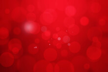 Red Christmas Background With Abstract Bokeh Of Holiday Romantic Light. 