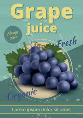 Wall Mural - grape poster. vintage placard for grape ads decent vector retro illustrations with place for text