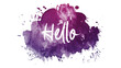 WebHello caption isolated on purple water color splash vector image.
