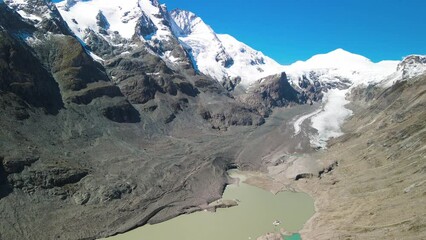 Wall Mural - Grossglockner mountains and glacier in summer season, aerial view from drone