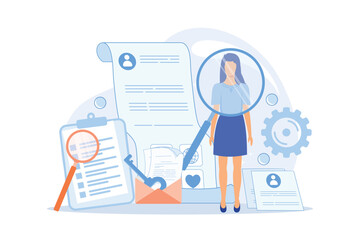 update personal information, registration claim documents, metaphors set. Tax filing, report your income information. Tax credits and expenses, financial report. flat modern design illustration