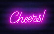 © TanyaFox - Cheers neon sign on brick wall background.