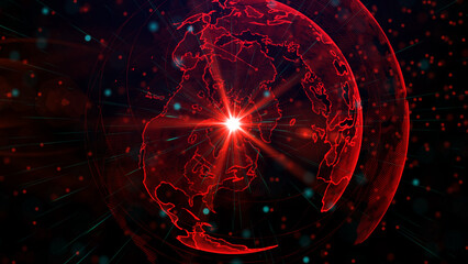 Digital red planet of Earth, 3D animation