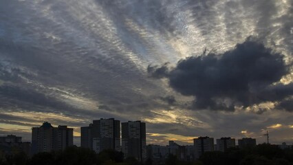 Wall Mural - Clouds at sunset, amazing sky, nature background, time lapse.
